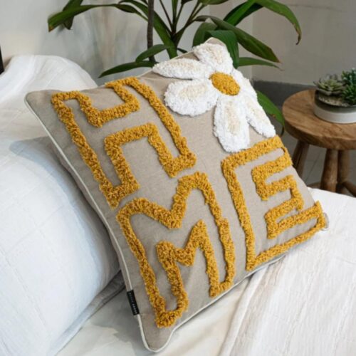 tufted aariwork cushion cover