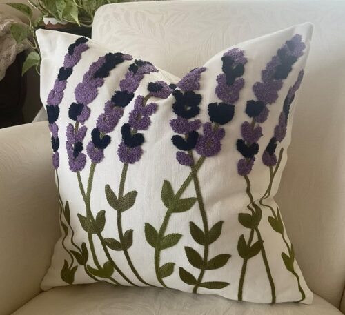 Aari work floral cushion cover