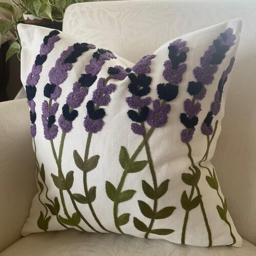 Aari work floral cushion cover